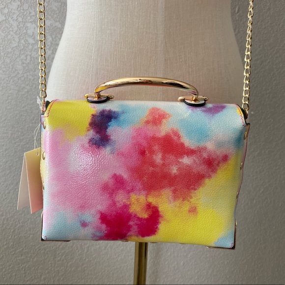 NWT Tie Dye Vegan Crossbody Satchel - Picture 6 of 8